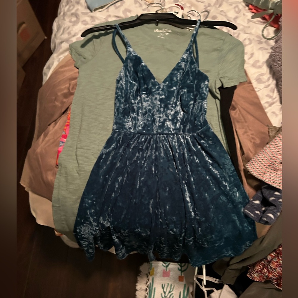 🥂💋🦋🩵🪩Wild Fable Velvet Teal Dress
